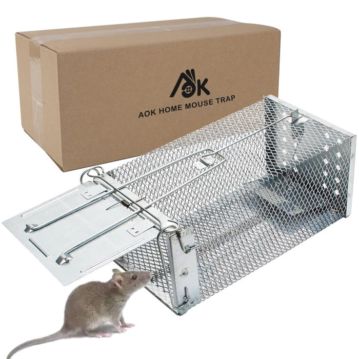 AOK Home Mouse Trap Rat Trap Rodent Trap Live Catch Cage Easy to Set Up and Reuse 11x6x4.5 inch