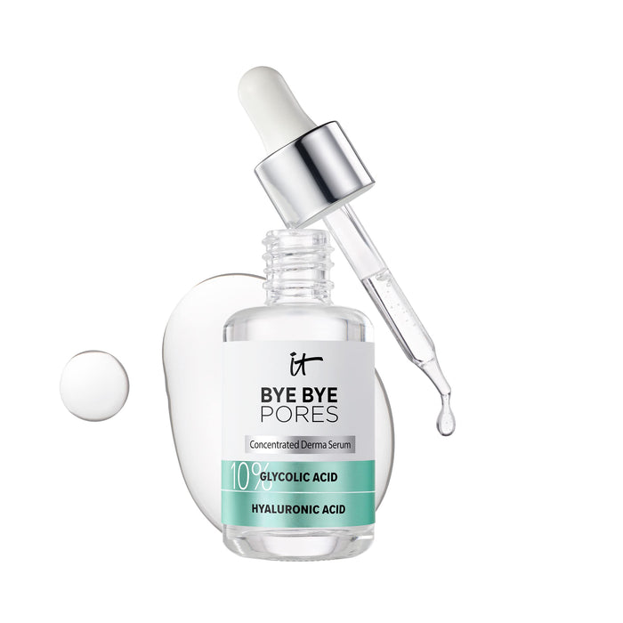 IT Cosmetics Bye Bye Pores 10% Glycolic Acid Face Serum - Visibly Minimizes Pores In 1 Week & Gently Exfoliates to Help Refine Skin’s Texture - With Hyaluronic Acid for Hydration -1 Fl. Oz