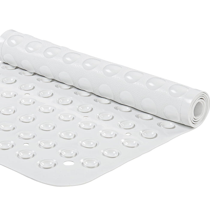 YANZIFLY Bathtub Mat for Shower: Soft Silicone 16 X 40 Inch Bath Mat Non Slip with Suction Cups Tub Mat for Bathroom for Kids Elderly Extra Large Shower matt Machine Washable - White