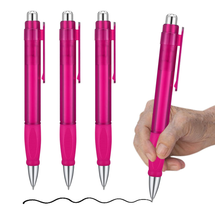 lyforx Big Pens Fat Pens Big Fat Pens - Enhanced Writing Stability for Arthritis and Elderly Easy Thick Grip 3pcs Magenta