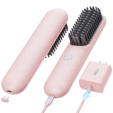 TYMO Cordless Hair Straightener Brush - Porta PRO Portable Straightening Brush for Travel, Mini Ionic Hot Comb Straightener for Women, Lightweight on-The-go, Cordless and Fast Charger Dual Power