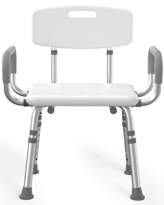 HOMLAND Shower Chair for Inside Shower with Arms and Back, FSA/HSA Eligible 500 lbs Heavy Duty Shower Seat for Bathtub, Height Adjustable Safety Bath Seat for Elderly, Adults, Handicap and Disabled