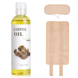 Castor Oil Cold Pressed, Organic Castor Oil with Castor Oil Pack Wrap Organic Cotton, Reusable Castor Oil Packs for Liver Detox - 4OZ/118ML