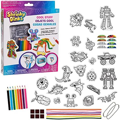 Just Play Shrinky Dinks Cool Stuff Activity Set, 51-piece set, Kids Art and Craft Activity Set, Kids Toys for Ages 5 Up