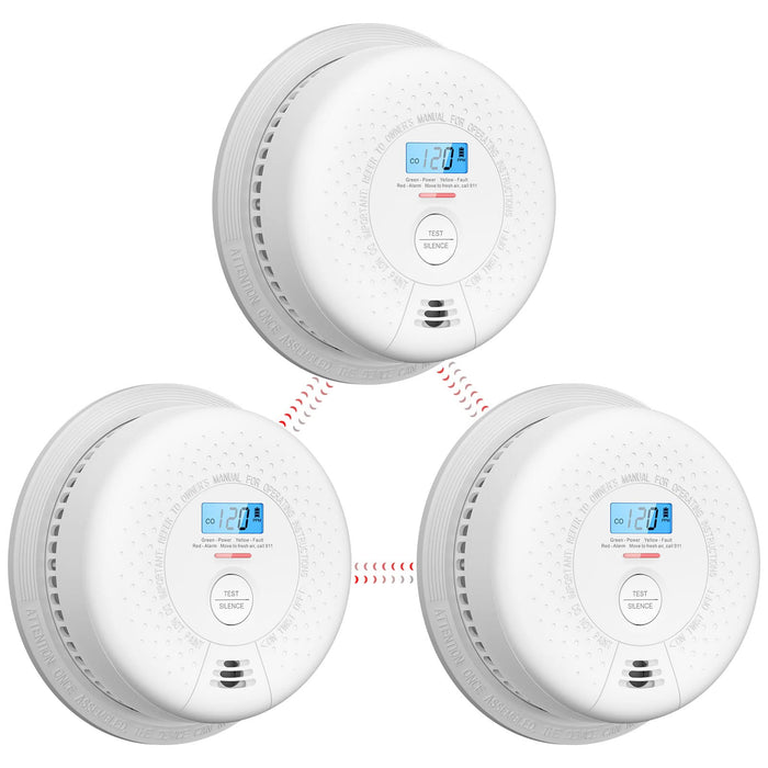 X-Sense Smoke and Carbon Monoxide Detector Combo, Wireless Interconnected Combination Smoke and Carbon Monoxide Detector with 10-Year Battery, Up to 24 X-Sense Link+ Wireless Alarms, SC01-W, 3-Pack