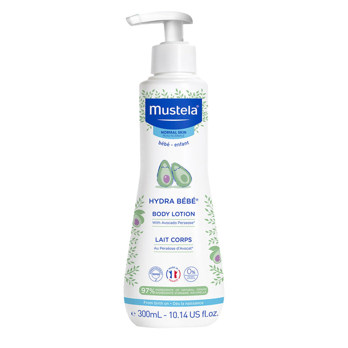 Mustela Hydra Bebe Body Lotion - Daily Moisturizing Baby Lotion with Natural Avocado, Jojoba & Sunflower Oil - 10.14 fl. oz.