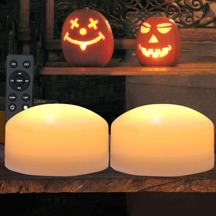 HOME MOST 2-Pack Large Halloween Pumpkin Lights with Remote and Timer - White Pumpkin Lights Battery Operated Halloween Decor - Bright Jack-O-Lantern Decorations