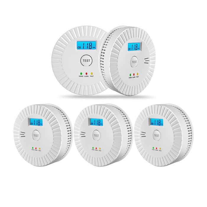 5 Pack Smoke Detector Carbon Monoxide Detector Combo Battery Powered,Carbon Monoxide Detector Smoke Alarm with Test Button,Smoke and Carbon Monoxide Detector with Digital Display