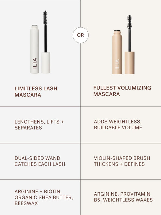 ILIA - Limitless Lash Mascara | Lightweight, Nourishing, Lengthening, Lifting | Flake + Smudge-Resistant | Non-Toxic, Cruelty-Free, Ophthalmologist-Tested, Safe For Sensitive Eyes (Rich Brown)