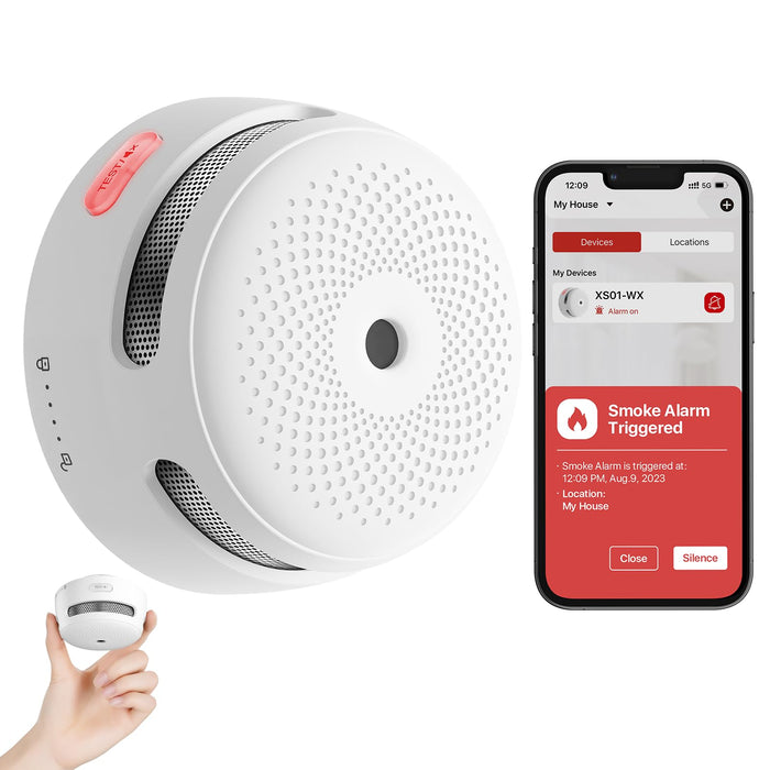 X-Sense Smart Smoke Detector Fire Alarm with Replaceable Battery, Wi-Fi Smoke Detector, Real-Time App Notifications, XS01-WX, 1-Pack