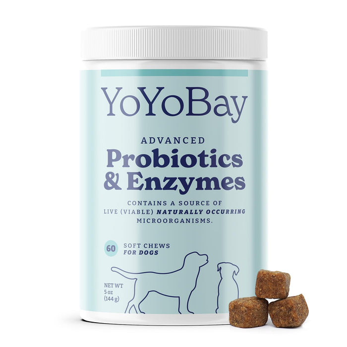 YoYoBay Probiotics for Dogs, Dog Probiotics and Digestive Enzymes, Dog Chews Probiotic for Gut Health and Digestive Health, 60 Soft Chews