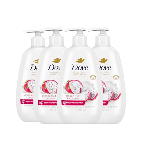 Dove Advanced Care Hand Wash 4 Count for Effectively Washing Away Dirt & Germs, Dragonfruit & Coconut with 10-Layer Nourishment