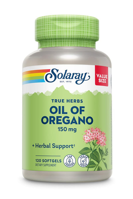 SOLARAY Oil of Oregano Softgels 150 mg - Oregano Oil Supplement for Powerful Wellness Support - Gentle Digestion - Extra Virgin Olive Oil Base - Vegan, 60-Day Guarantee - 120 Servings, 120 Softgels