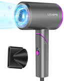 LOVEPS Hair Dryer Without Diffuser, 1800W Ionic Blow Dryer, Foldable Handle Travel Hair Dryer, Constant Temperature Hair Care Without Hair Damage, Dark Purple