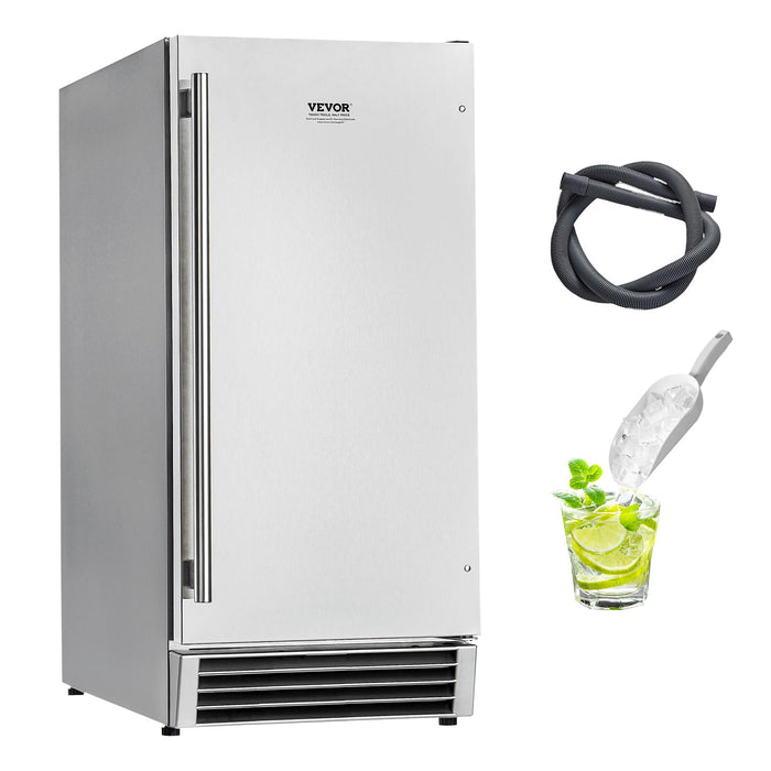 VEVOR Under Counter Ice Maker Machine, 50 Lbs/Day Built in Undercounter Ice Maker with Reversible Door, Stainless Steel, Freestanding Ice Make for Restaurant, Outdoor Kitchen, Terrace, Pool