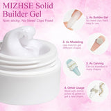 MIZHSE Solid Builder Gel for nails, 3 Colors Sculpture Nail Extension Gel for Nails, Clear White Pink Non-Sticky Hand Builder Gel Carving Gel Modeling Nail Art Gel for Nail Art Salon Home DIY Gift