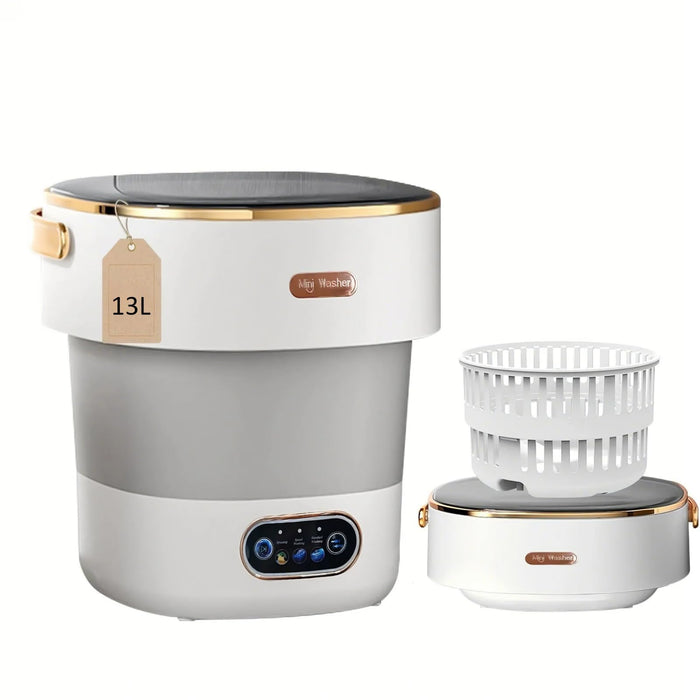 LumenOrbit Portable Washing Machine with Spin Basket, Upgraded 16L Foldable Mini Washer【5-Min Wash・3-Min Spin・1-Year Manufacturer Warranty】Small Washing Machine for Travel, Dorms, RVs, Camping (Gray)