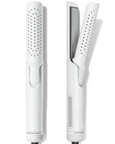 VAVOOV Pro Airflow Styler, Hair Straightener and Curler 2 in 1 with 360° Vented Cool Air for Long-Lasting Curls, 1 Inch Ceramic Flat Iron, Dual Voltage, White