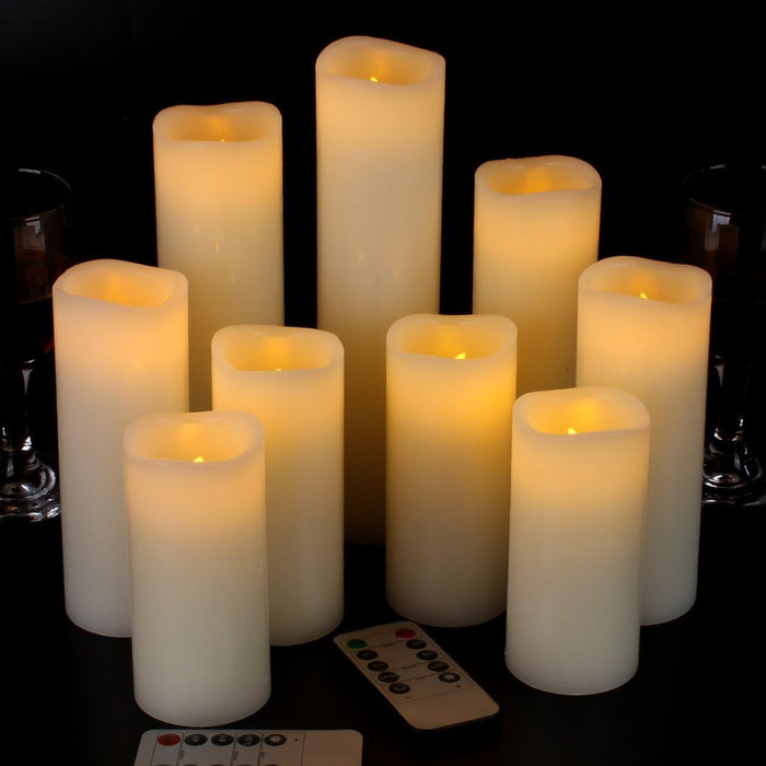 Vinkor Flameless Candles Battery Operated Candles Real Wax Pillar LED Candles with 10-Key Remote and Cycling 24 Hours Timer (Ivory 4" 5" 6" 7" 8" 9")