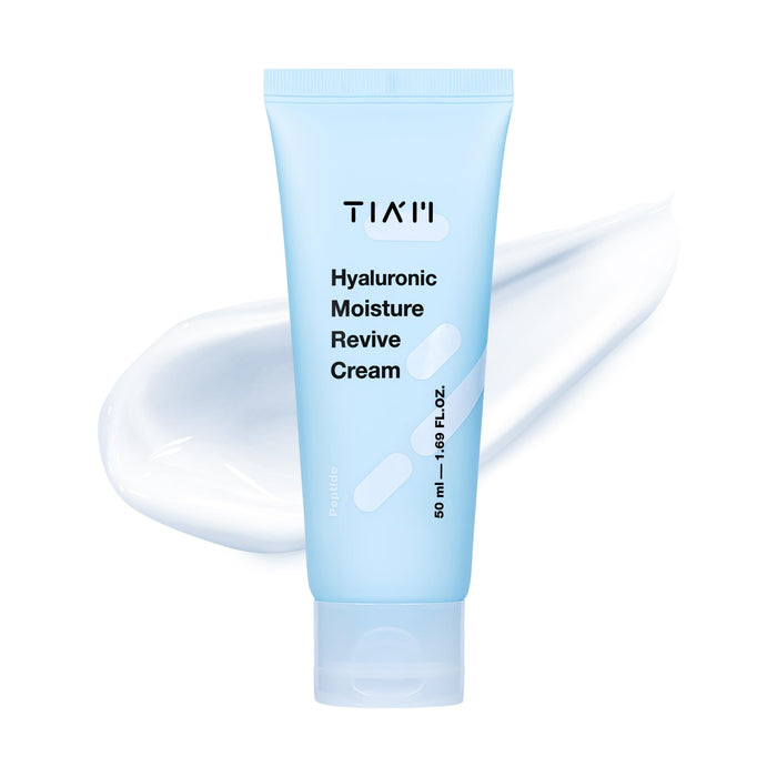 TIA'M TIAM Hyaluronic Moisture Revive Cream, 1.69 fl oz, Peptide & Ceramide Facial Moisturizer for Long-Lasting Hydration and Firming, Perfect for Dry and Dehydrated Skin, Korean Skin Care