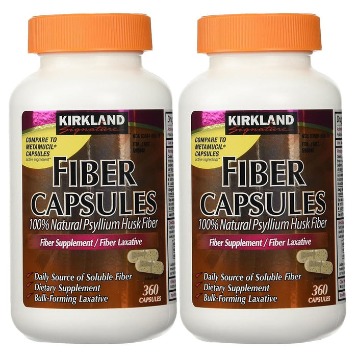 Kirk-Land Signature Psyllium Fiber 360 Capsules Each (Pack of 2)