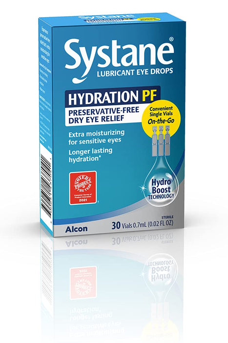 Alcon Hydration Preservative-Free Lubricant Eye Drops, Transparent, 0.7 ml, 30 Count