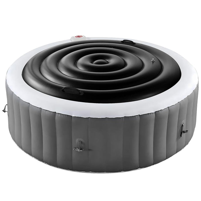 Tlswshsy 4.5 Ft Inflatable Hot Tub Cover- Energy Saving lid for Round Hot Tub- Foldable Protective Rain Overflow Cover for Outdoor Inflatable Hot Tubs (Black)