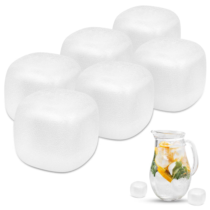 Extra Large Reusable Ice Cubes for Drinks(2” Sq.) - 6 Pack BPA-Free Plastic Ice Cube for Coolers- Chills Drinks Without Diluting Suitable for Large Containers, Water Pitchers