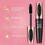 Neenoxtub 4D Silk Fiber Lash Mascara, Lengthening and Thick, Long Lasting, Waterproof & Smudge-Proof, Hypoallergenic Formula 2 Pack Black