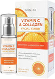 Vitamin C Serum With Collagen - Dermatologist Tested Korean Skin Care for Dark Spots & Skin Brightening - Anti Aging & Acne Facial Serum - Cruelty Free - For All Skin Types - 1.69oz (2pk) by Skin 2.0