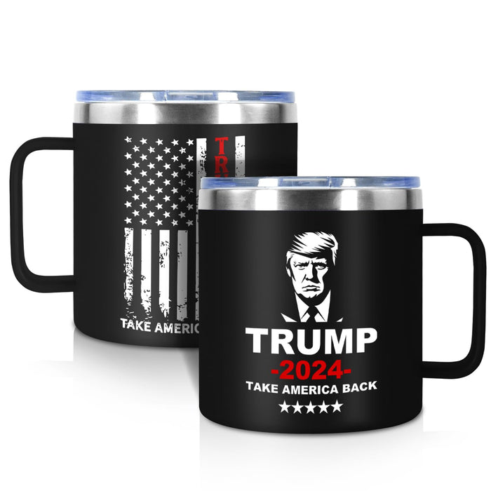 Icesip Trump Dad Mug 14 oz Insulated Coffee Mug with Lid and Handle, 14oz Double Wall Stainless Steel Coffee Tumbler Travel Cup, Black 1 Pack