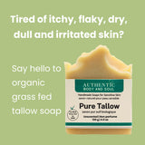 1 Ingredient Organic Tallow Soap for Sensitive Skin - 130 grams each, Pack of 2 - Premium Unscented and Fragrance Free Beef Tallow Skincare, Naturally Gentle (UNSCENTED) (2 Pack Unscented)