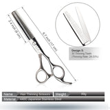 CIICII Hair Cutting Scissors Shears Set, Professional Hairdressing Scissors Kit (Hair Beard Trimming Shaping Grooming Thinning Shears) for Men Women Hairdresser Home Salon Barber Haircut Kit (Silver)