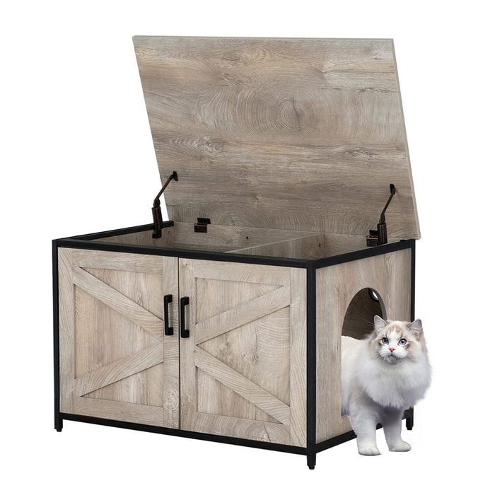 unipaws Top Opening Cat Litter Box Enclosure, Friendly to Elderly People, Waist or Keen Problem People, XL Extra Large Cat Box Furniture, High Jumbo Automatic Litter Box Cover Hidden for Large Cat