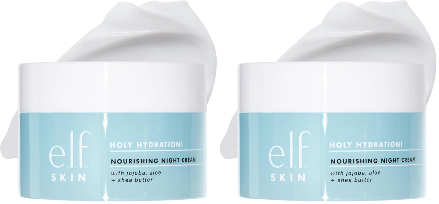 e.l.f. SKIN Holy Hydration! Nourishing Night Cream,Ultra-Hydrating Moisturizer,Infused with Shea Butter,Soothes Skin,1.76 Oz (Packaging May Vary),(Pack of 2)