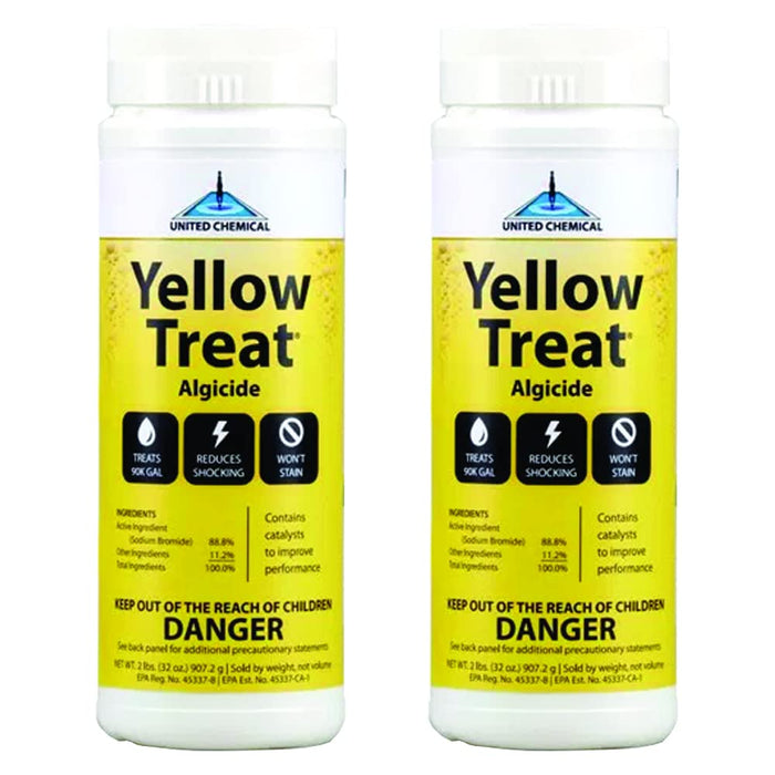 United Chemicals YellowTreat Mustard Algaecide for Swimming Pool – Super Strength Algae Killer for Mustard & Yellow Algae in Saltwater & Chlorine, Above & Inground Pool Treatment | YT2-2LB-C2