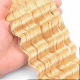 QTHAIR 14A Deep Wave Bulk Human Hair For Braiding No Weft (18", 613(Blonde)) 100% Unprocessed Brazilian Deep Wave Human Hair Virgin Hair Extensions Two Bundles Micro Braiding