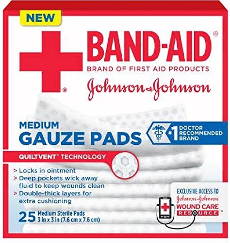 BAND-AID® Brand CUSHION-CARE™ Gauze Pads 3in x 3in, 25 count