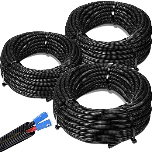 Sasylvia 1/4", 1/2", 3/8" x 100 Ft Split Wire Loom Tubing Wire Loom Assortment Split Cable Sleeves Bulk Flexible Electrical Conduit Protective kit