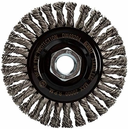 DEWALT Wire Wheel, Stainless, Stringer Bead , 4-Inch x 5/8-Inch, 11 HP, .020-Inch (DW49204)