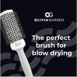 OLIVIA GARDEN Expert Blowout Shine - White & Grey - 45 - Ceramic Coated Round Brush for Smooth Blowout, Frizz-Free Hair & Radiant Shine