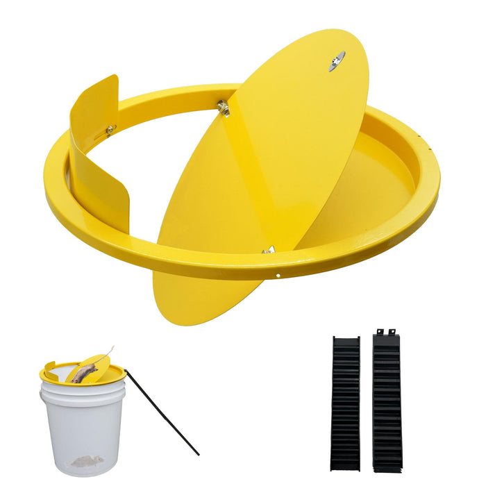 Bucket Lid Mouse Trap Metal 5 Gallon Bucket lid,Strong Metal Material That Cannot be Bitten, auto Reset, Does not include bucket (yellow)