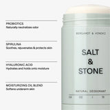 SALT & STONE Natural Aluminum-Free Deodorant with Bergamot & Hinoki - For Men & Women