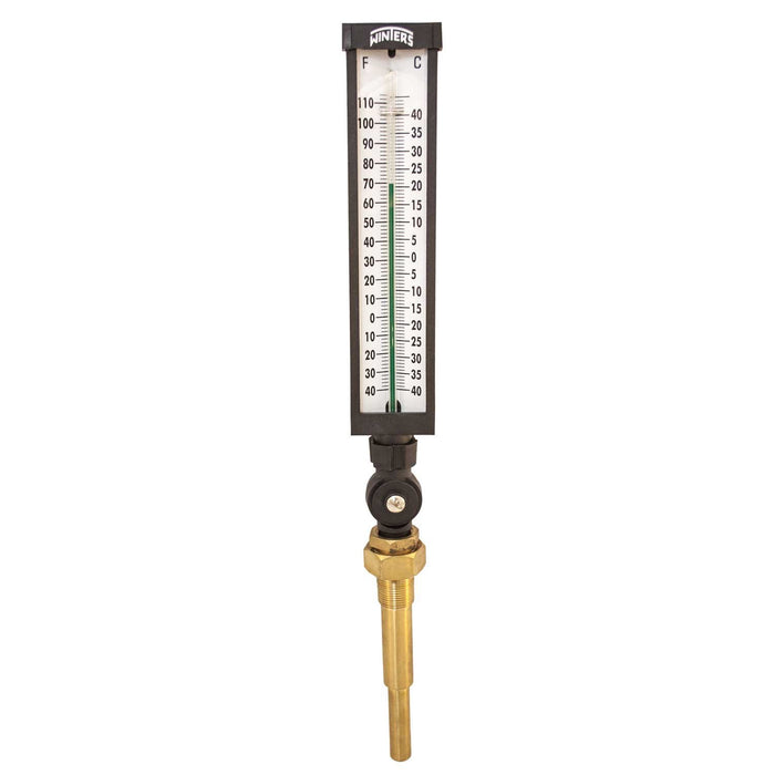 Winters TIM Series Dual Scale Valox Industrial 9IT Thermometer, 6" Stem, 3/4" NPT with Thermowell, -40-110 F/C Range