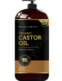 Brooklyn Botany Organic Castor Oil in Plastic Bottle for Hair Growth, Eyelashes & Eyebrows - 100% Pure and Natural Carrier Oil, Hair & Body Oil - Moisturizing Massage Oil for Aromatherapy - 28 Fl Oz