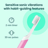 Quip Sonic Toothbrush for Adults - Timed Electric Toothbrush with Cover - Replaceable Brush Head, Soft Bristles, Plastic Handle, 3 Month Battery Life - Travel Toothbrush - Magenta