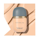 COVER FX Power Play Foundation - Shade F1 - Buildable Full Coverage - Waterproof Sweat-Proof Transfer-Proof - Natural Matte Finish - All Skin Types