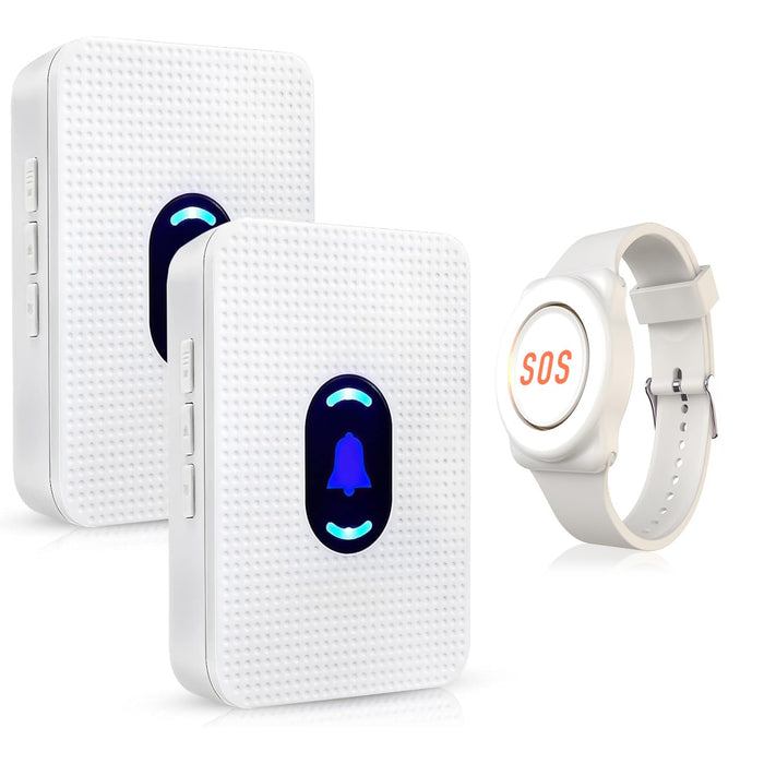 Daytech Wireless Wrist Pager Caregiver Call Button in Home System Watch Alarm Nurse Personal Help Alert for Patients Elderly 1 Watch Call Button 2 plugin Receiver