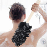 Arswin Back Scrubber for Shower, Loofah Long Handle Bath Body Brush, Soft Nylon Mesh Sponge On a Stick for Shower Men Women Kids Elderly, Exfoliating Scrub Cleaning Luffa for All Kinds of Skin(Black)