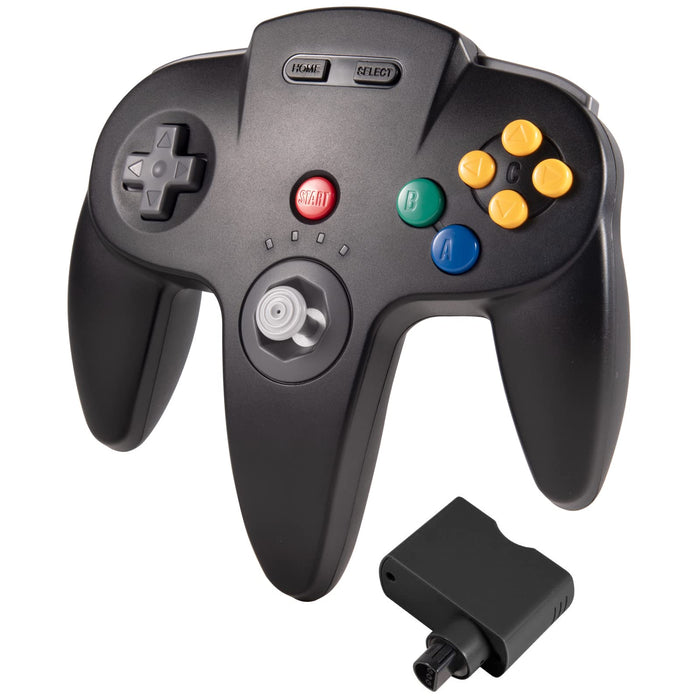 Wireless N64 Controller, 2.4GHZ Retro Wireless Remote Joystick Rechargeable Game Pad Controller Compatible with N64 System Video Console (Black)